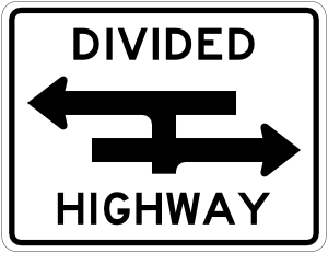 Divided Highway T Intersection Sign