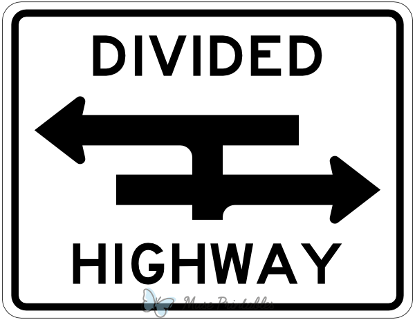 Divided Highway T Intersection Sign