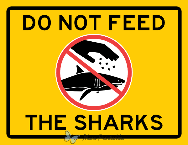 Do Not Feed the Sharks Sign