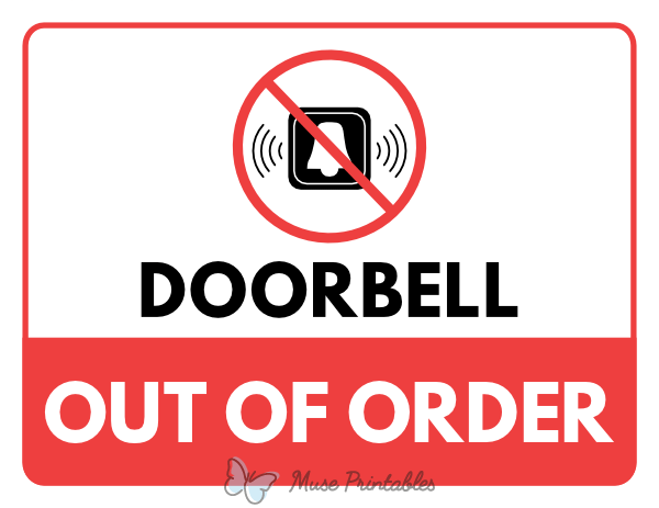 Doorbell Out of Order Sign