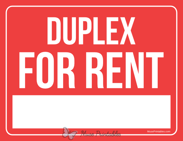 Duplex For Rent Sign