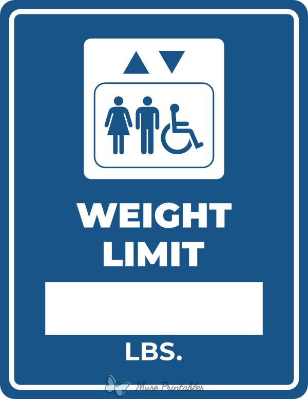 Printable Elevator Weight Limit Sign