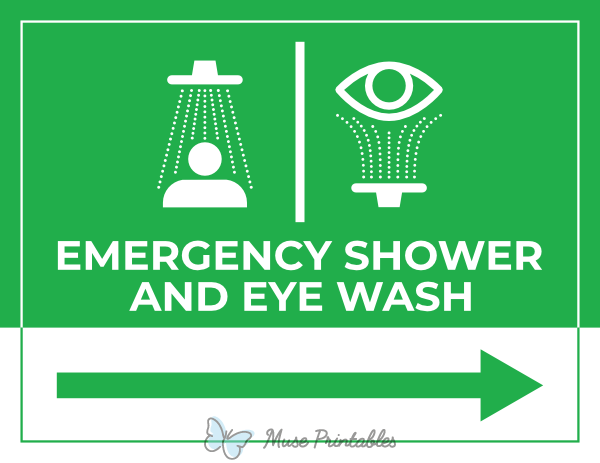 Emergency Shower and Eye Wash Right Arrow Sign