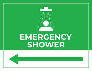 Emergency Shower Left Arrow Sign