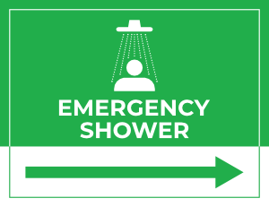 Emergency Shower Right Arrow Sign