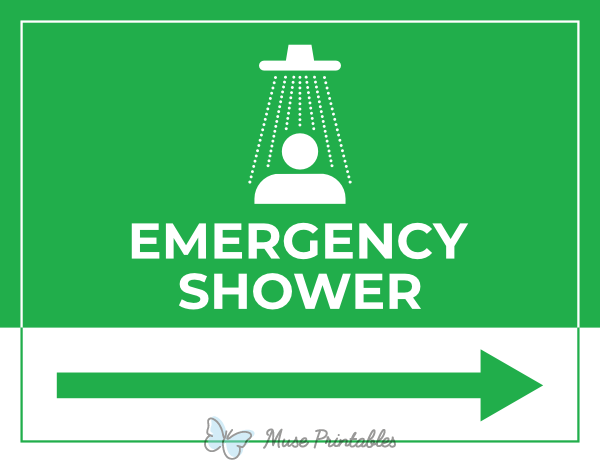 Emergency Shower Right Arrow Sign