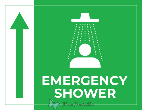 Emergency Shower Up Arrow Sign