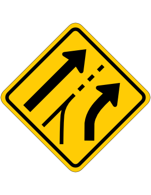 Entering Roadway Added Right Lane Sign