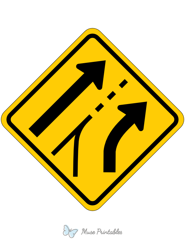 Entering Roadway Added Right Lane Sign