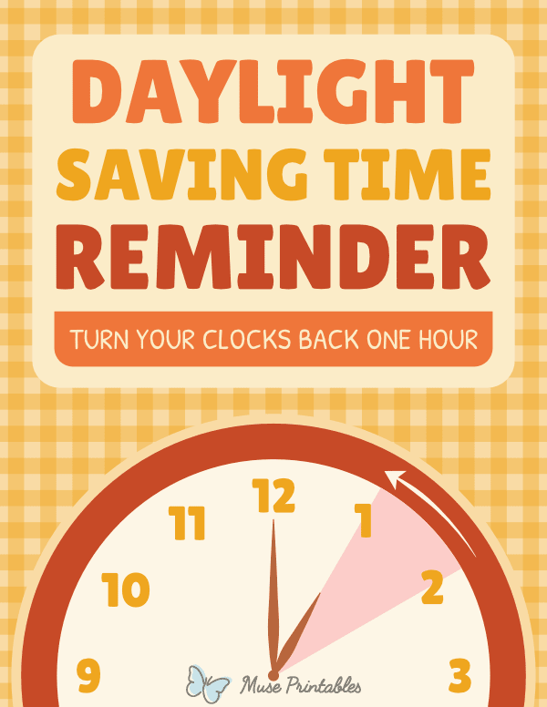 Fall Daylight Saving Time Reminder Sign