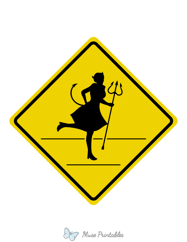 Female Devil Crossing Sign