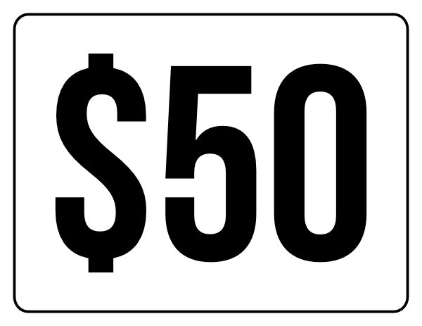Fifty Dollars Yard Sale Sign