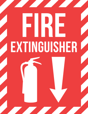 Fire Extinguisher Down Arrow Sign