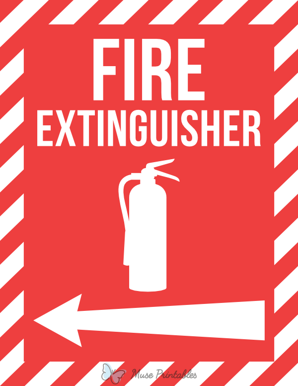 Fire Extinguisher Left Arrow Sign