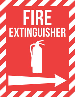 Fire Extinguisher Right Arrow Sign