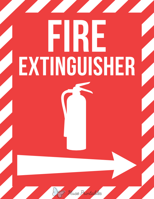 Fire Extinguisher Right Arrow Sign
