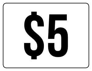 Five Dollars Yard Sale Sign