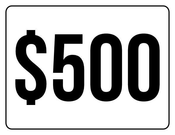 Five Hundred Dollars Yard Sale Sign
