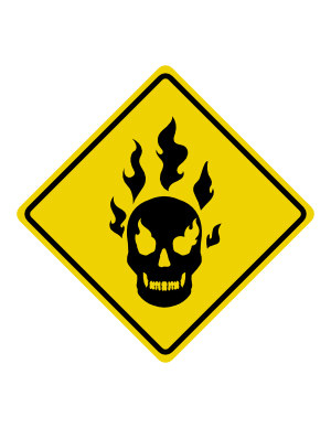 Flaming Skull Crossing Sign