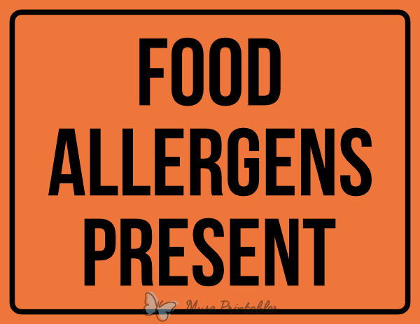 Food Allergens Present Sign