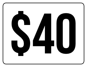 Forty Dollars Yard Sale Sign