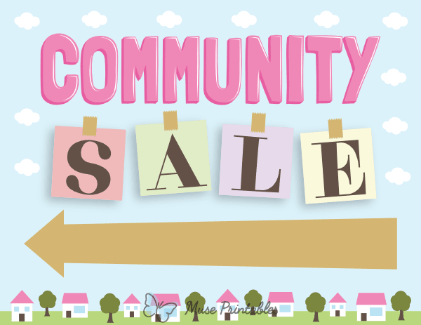 Fun Left Arrow Community Sale Sign