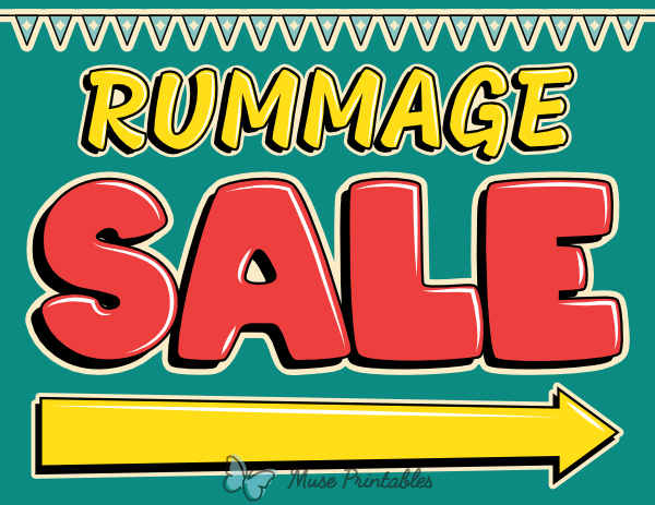 Fun Right Arrow Rummage Sale Sign