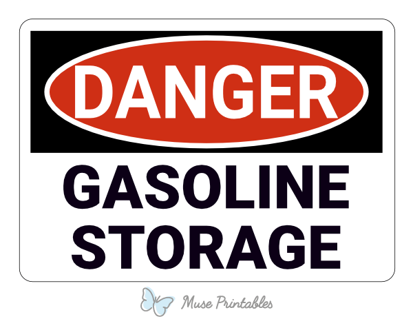 Gasoline Storage Danger Sign