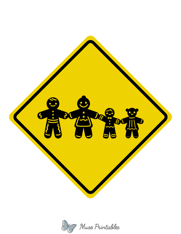 Gingerbread Family Crossing Sign