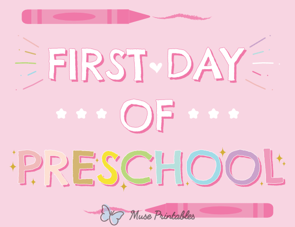 Girly First Day of Preschool Sign