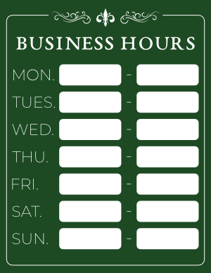 Green Business Hours Sign