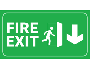 Green Down Arrow Fire Exit Sign