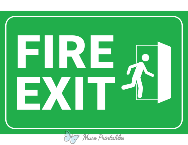 Printable Green Fire Exit Sign