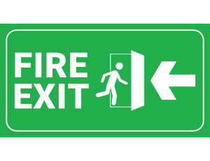 Green Left Arrow Fire Exit Sign