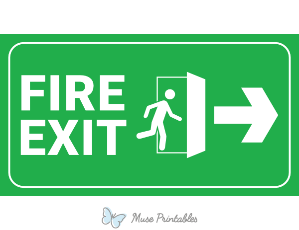 Green Right Arrow Fire Exit Sign