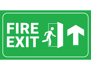 Green Up Arrow Fire Exit Sign