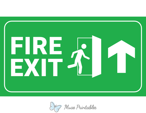 Green Up Arrow Fire Exit Sign