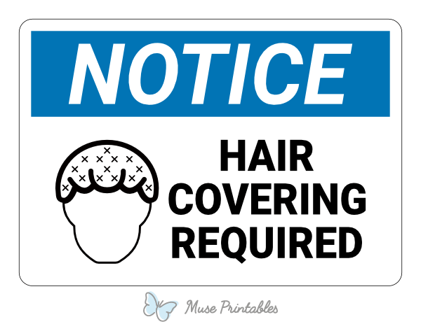 Hair Covering Required Notice Sign