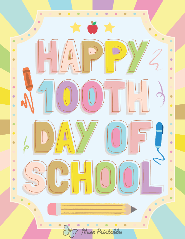 Happy 100th Day of School Sign