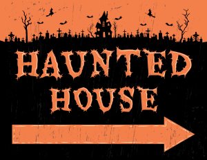 Haunted House Right Arrow Sign