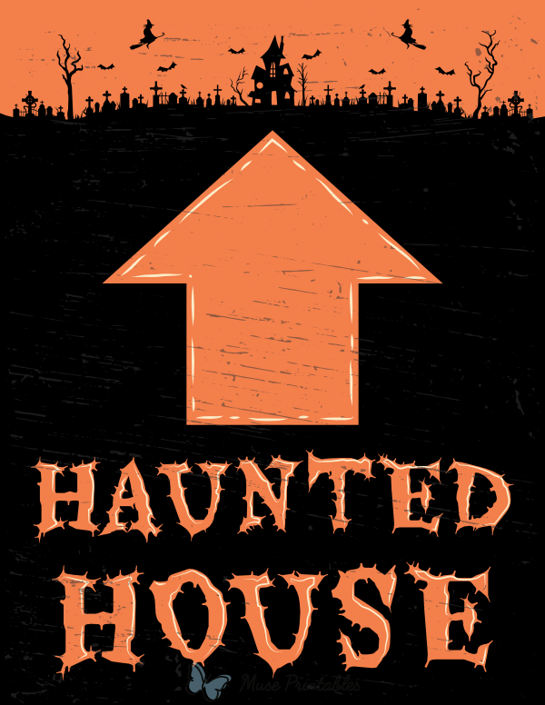 Haunted House Up Arrow Sign