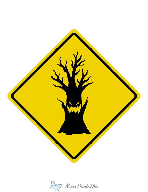 Haunted Tree Crossing Sign