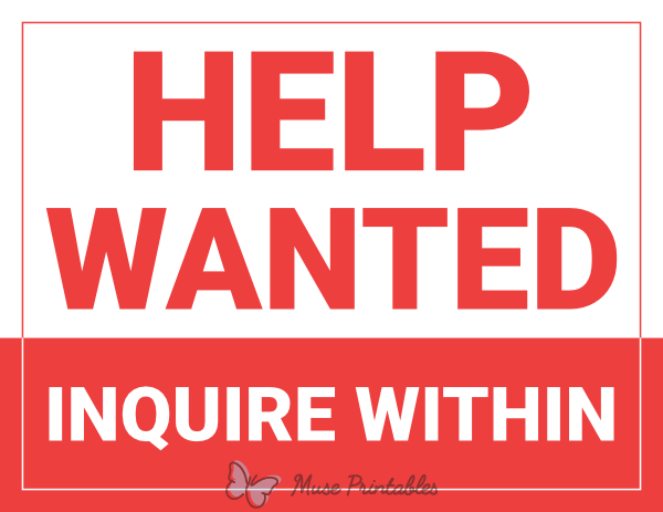 Help Wanted Inquire Within Sign
