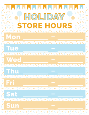 Holiday Store Hours Sign