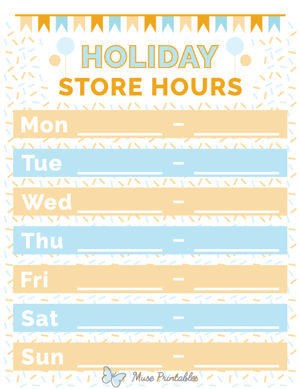 Holiday Store Hours Sign