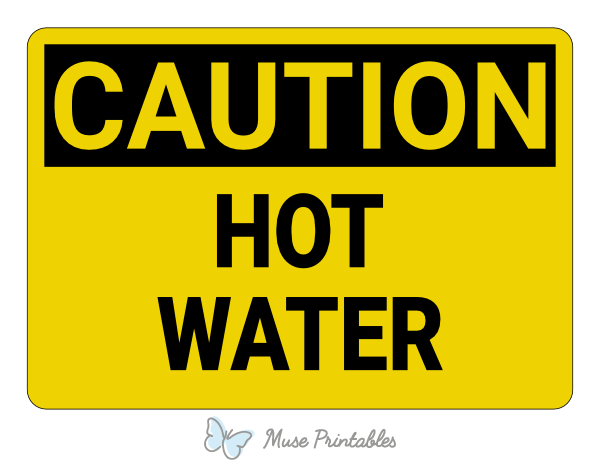 6-CAUTION HOT WATER sticker warning sign-thermostat yellow small A6-105x148mm 