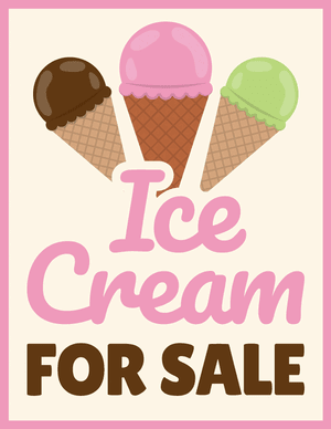 Ice Cream for Sale Sign