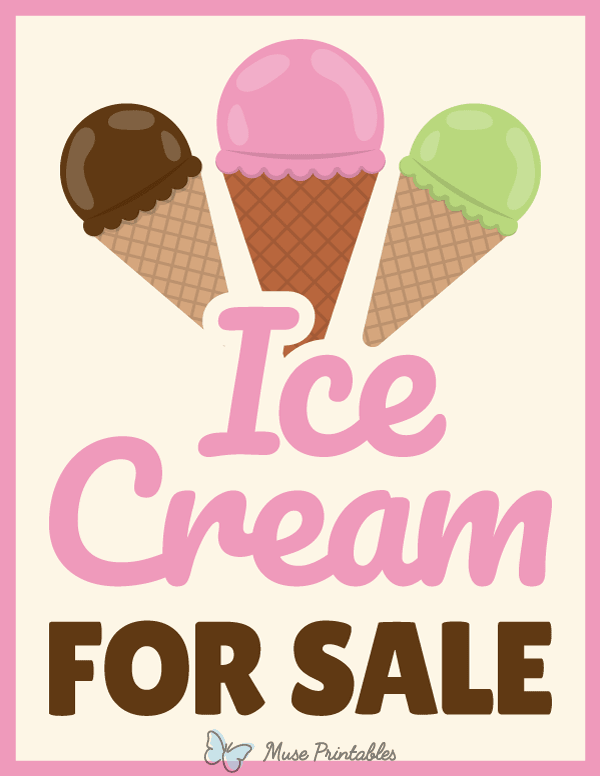 Ice Cream for Sale Sign