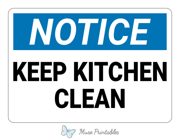Printable Keep Kitchen Clean Notice Sign