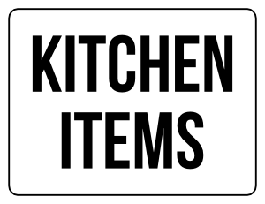 Kitchen Items Yard Sale Sign